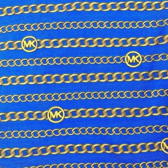 Michael Kors Womens Chain Print Dress  Blue/Gold Polyester Spandex Medium - Picture 4 of 10